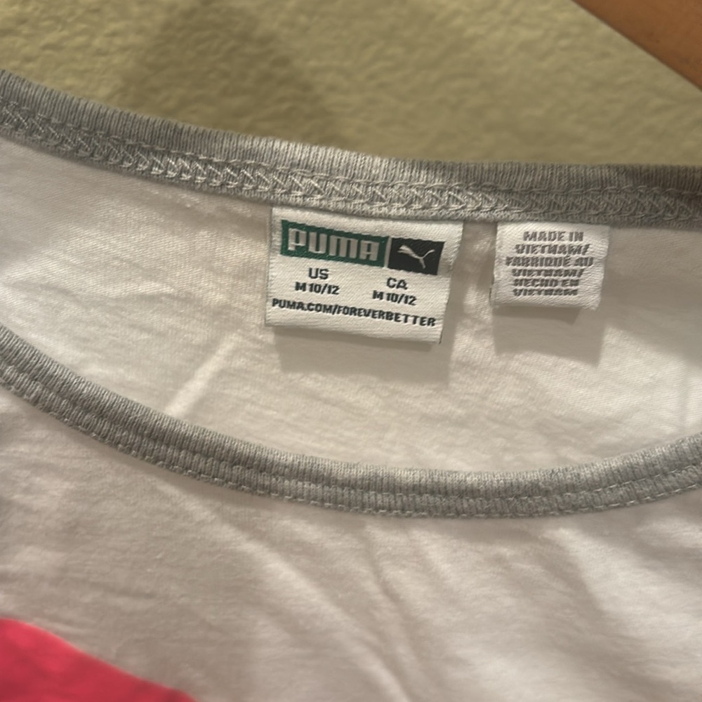 Puma Kids Long Sleeve Tee White and Gray Athletic Design - Picture 4 of 9